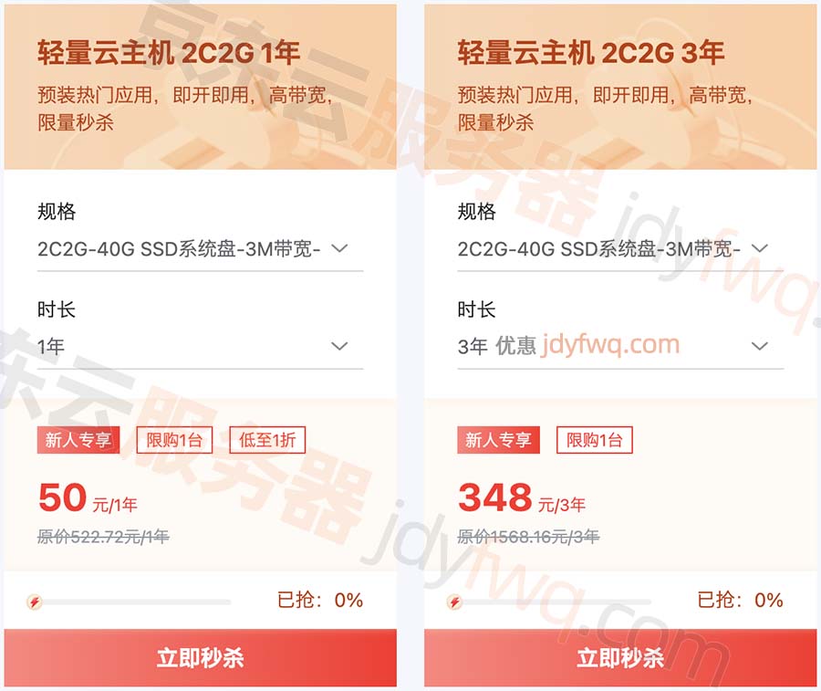 2C2G-40G SSD系统盘-3M带宽-200G月流量 华北-北京