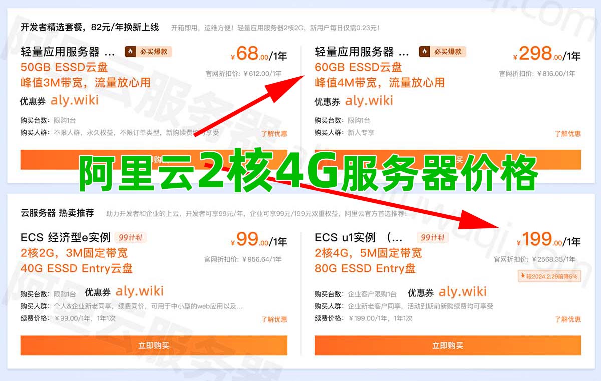阿里云2核4G服务器2025年优惠价格