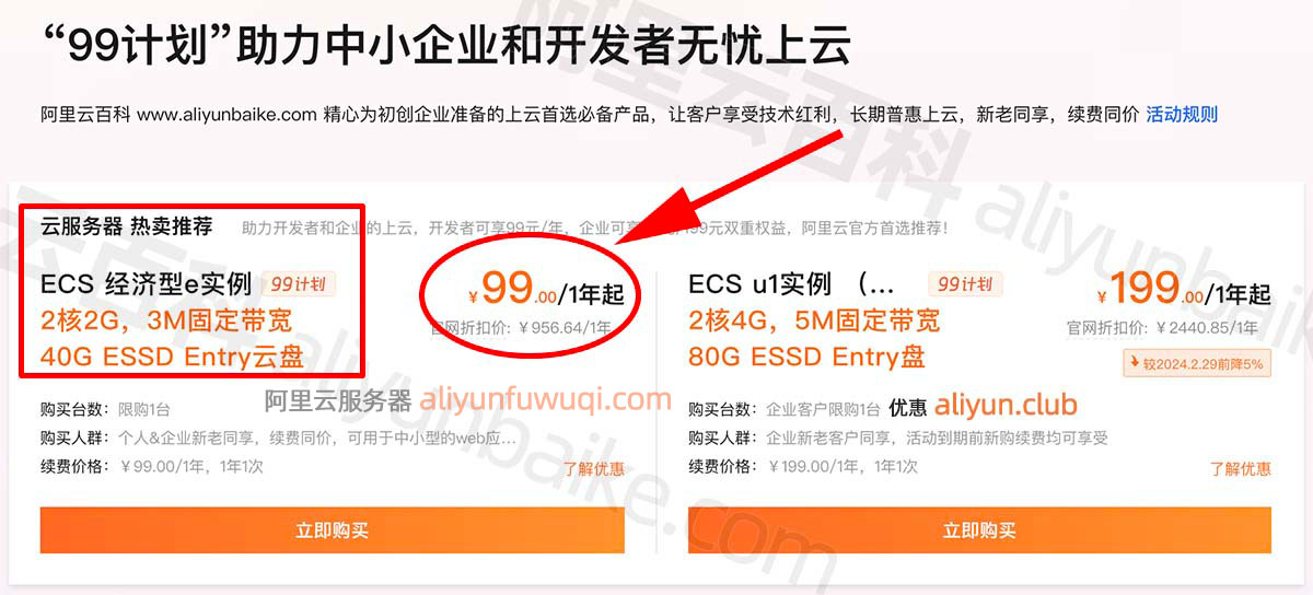 2025年阿里云99元和199元服务器