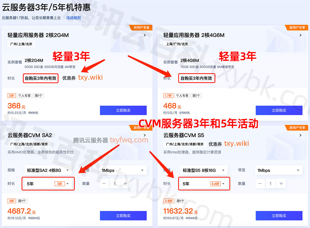 2025年最新腾讯云3年和5年云服务器优惠价格