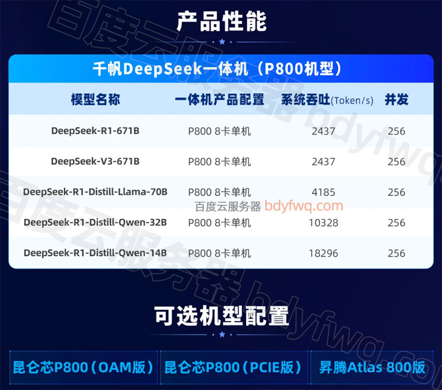 千帆DeepSeek一体（P800机型）配置表